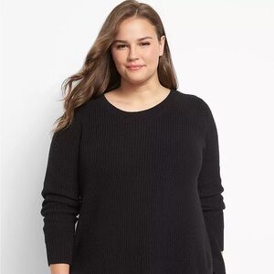 Lane Bryant Curved Hem Black Ribbed Knit Sweater Women's Size 22/24 BNWT